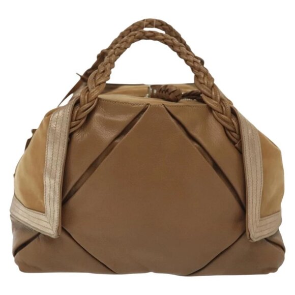 Salvatore Ferragamo Hand Bag Leather Brown Silver Auth BA5508 - Picture 4 of 16